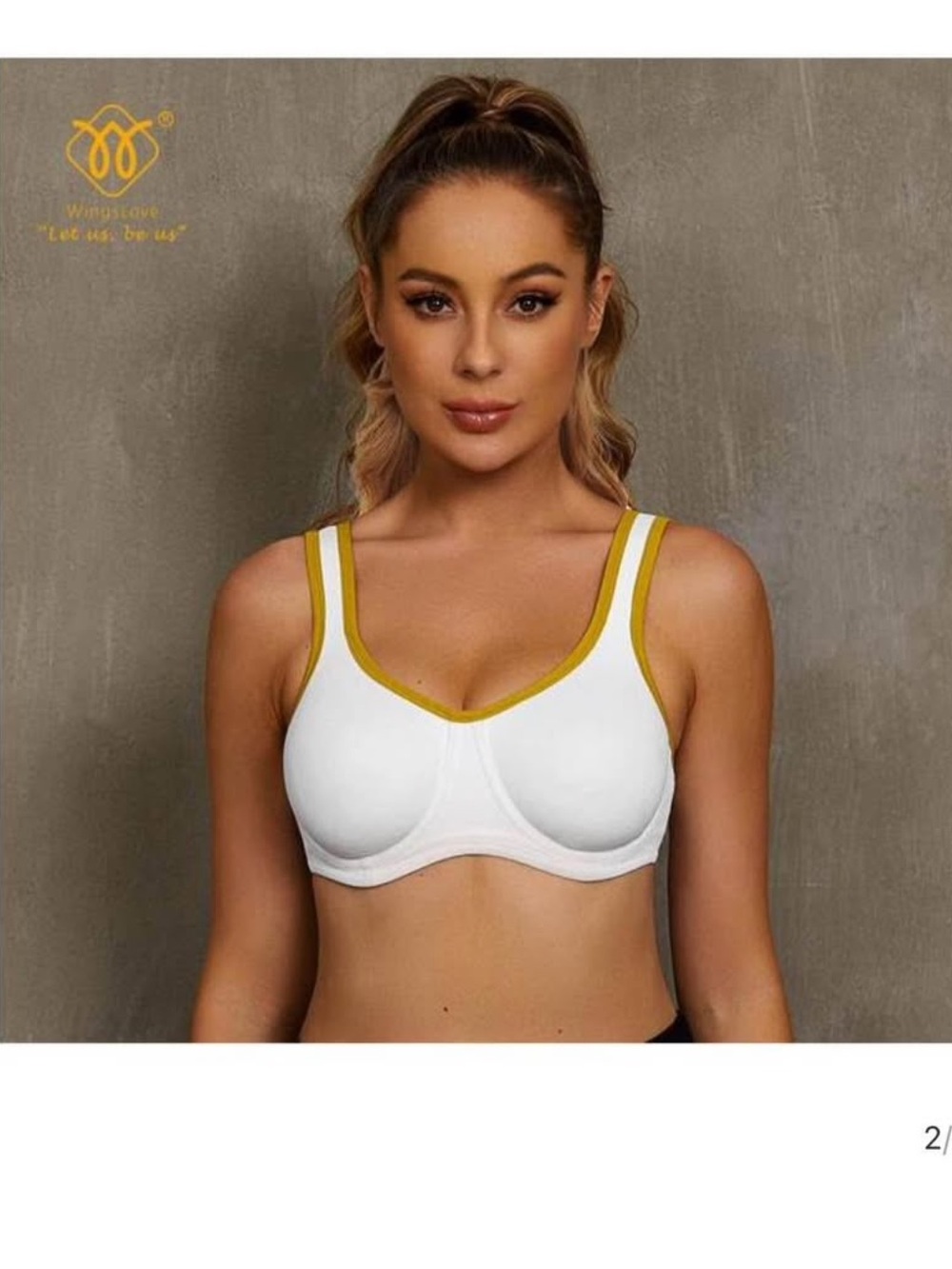Wingslove White & Mustard Contrast Support Bra (44C, 100C)